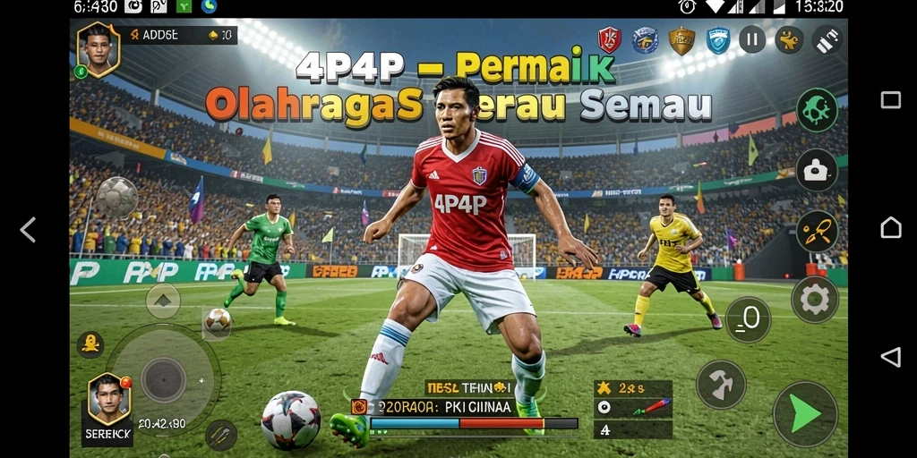 Screenshot utama menunjukkan aksi seru dalam permainan olahraga.