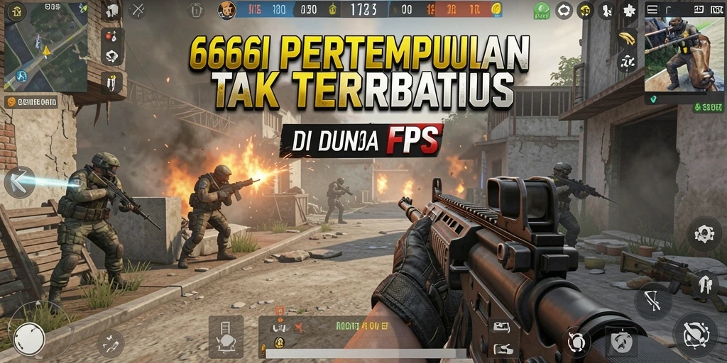 Tangkapan layar menampilkan aksi intens dalam permainan FPS 666I.