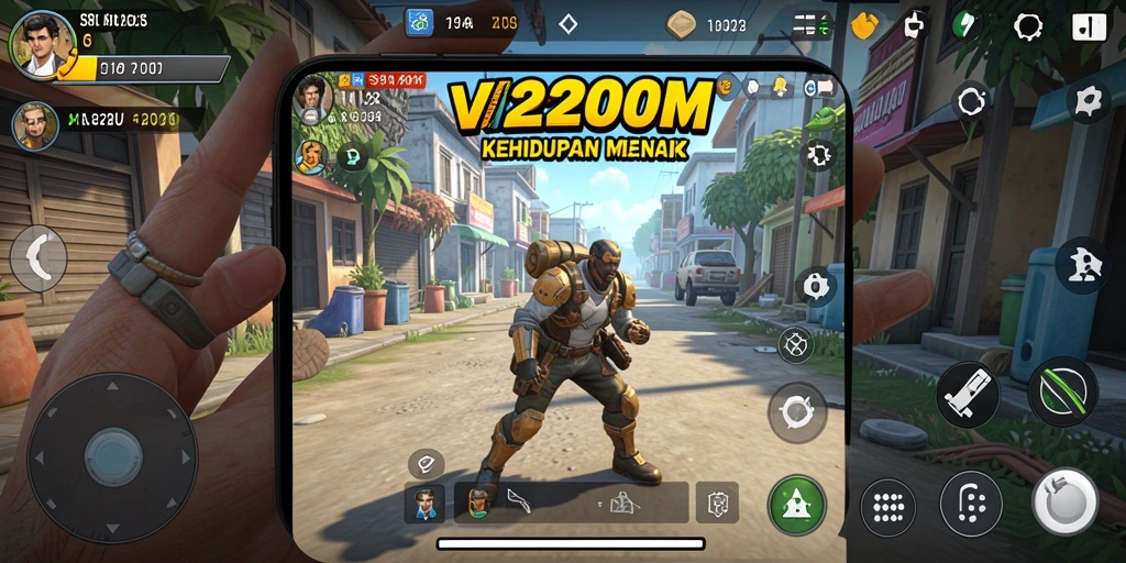 Screenshot utama A200M yang menampilkan momen seru dalam gameplay Simulation.