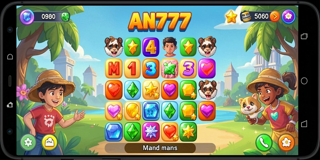 Gameplay AN777 yang menarik dengan berbagai kombinasi dan tantangan Match-3.