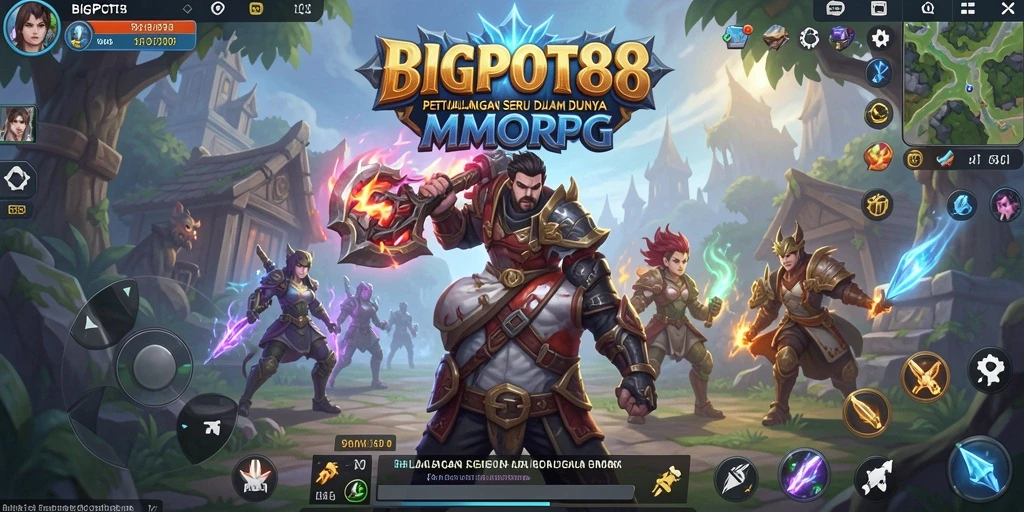 Tangkapan layar gameplay BIGPOT88 menampilkan karakter beraksi dalam pertarungan epik.