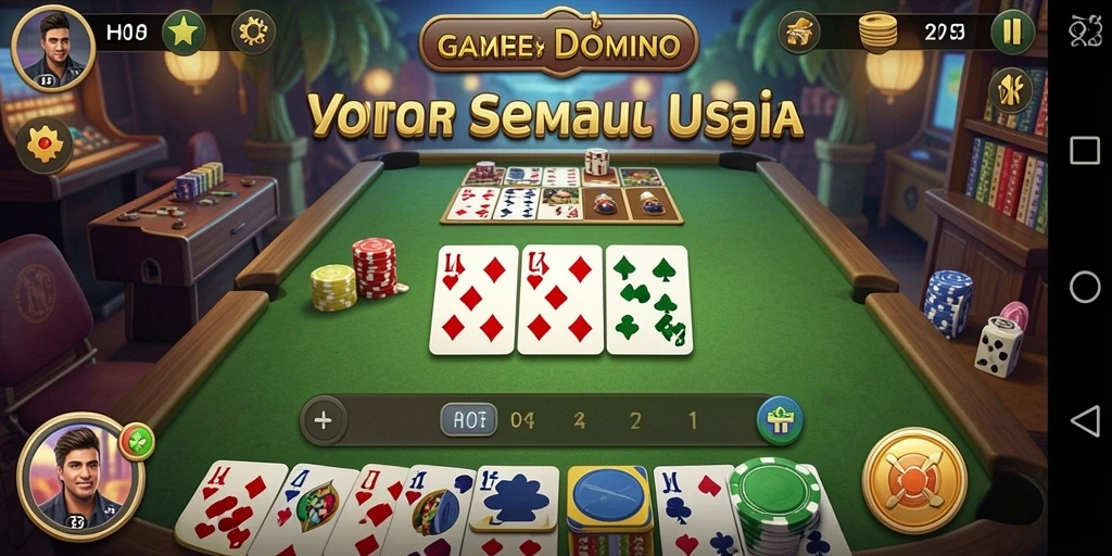 Screenshot gameplay H03 yang menunjukkan momen seru bermain Domino.