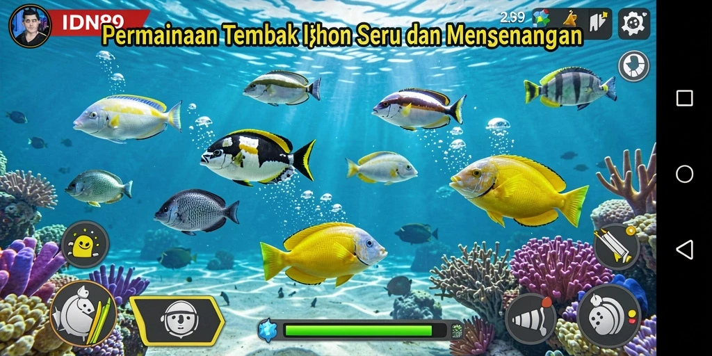Tangkapan layar utama dari gameplay Tembak Ikan yang mendebarkan.