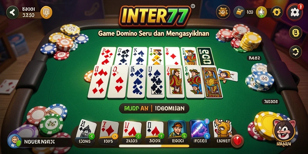 Tampilan gameplay menarik pada INTER77 saat bermain Domino.