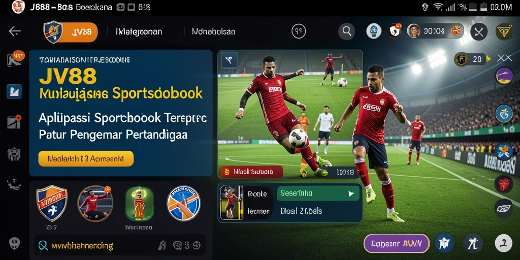 Screenshot gameplay aplikasi Sportsbook dengan taruhan langsung.