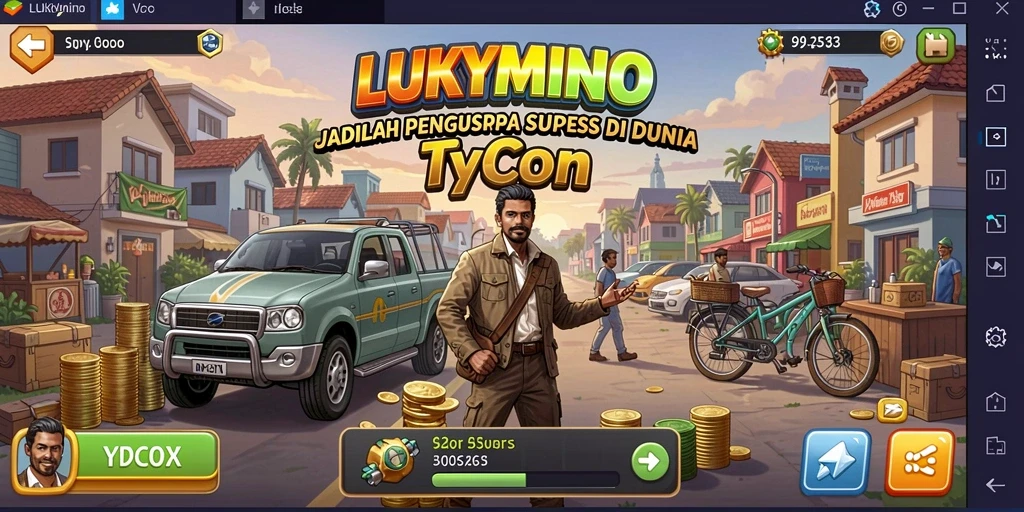 Screenshot gameplay LUKYMINO menampilkan pengelolaan bisnis yang menarik.