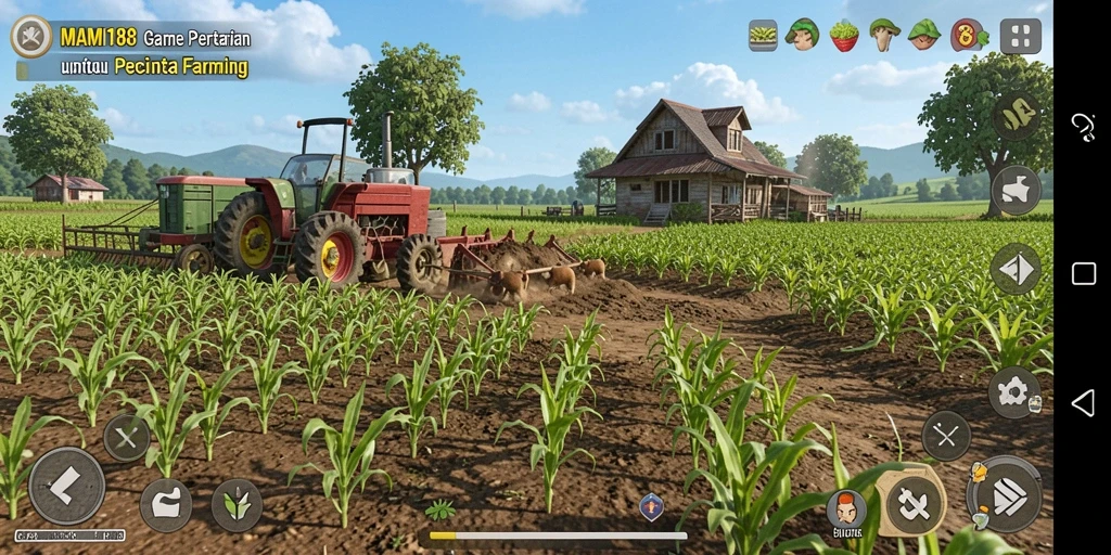 Tampilan gameplay seru MAMI188 dalam suasana pertanian yang indah.