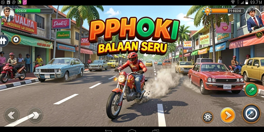 Screenshot gameplay PPHOKI dengan aksi balapan seru.