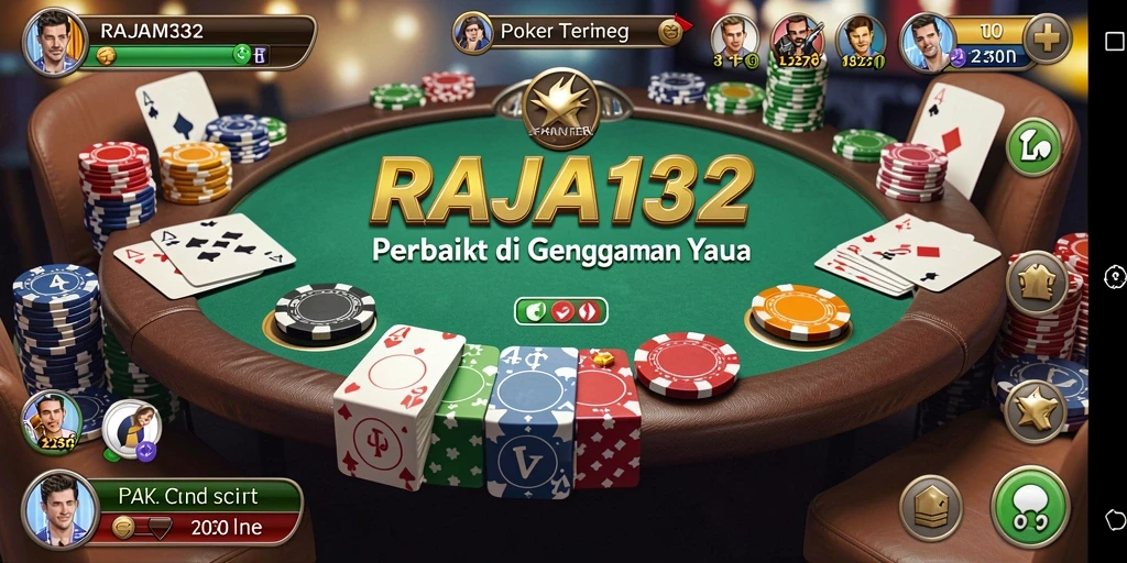 Tampilan gameplay seru dalam aplikasi poker RAJA132.