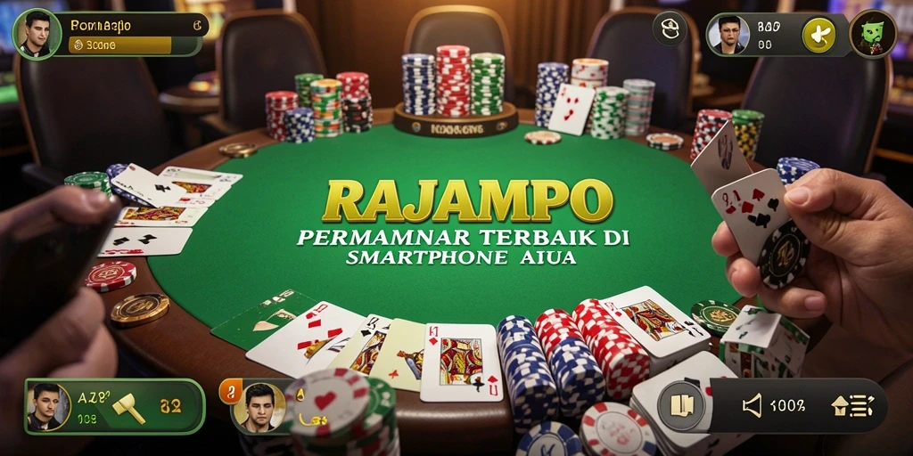 Screenshot gameplay RAJAMPO menunjukkan pemain poker yang intens dan seru.