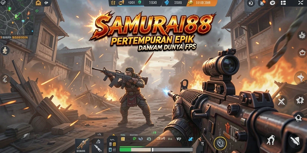 Tampilkan aksi tembak-menembak dari game SAMURAI88 dengan intensitas tinggi.