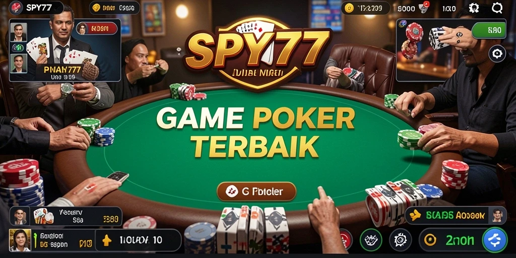 Screenshot gameplay SPY77 menampilkan suasana permainan poker yang mendebarkan.