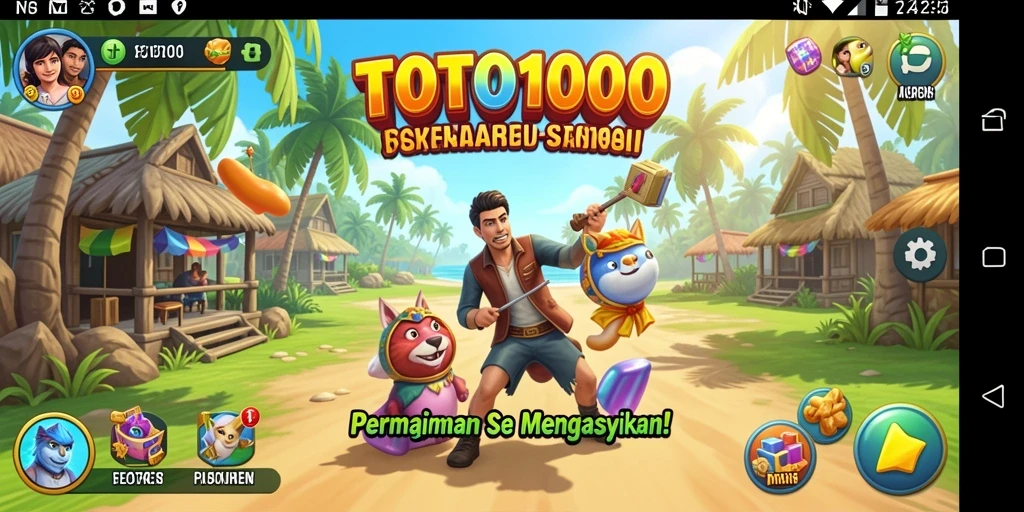 Tampilan gameplay TOTO1000 yang cerah dan menghibur.